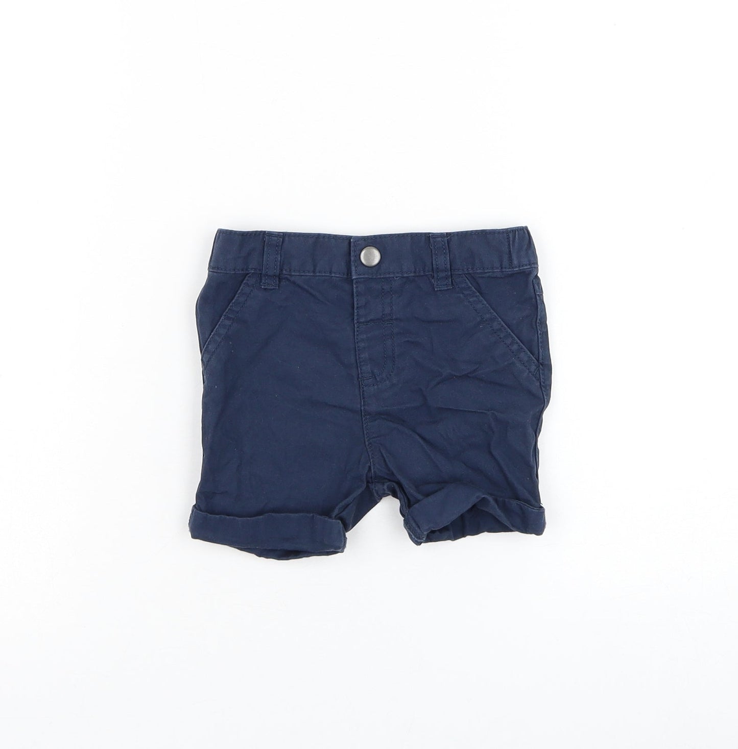 NEXT Boys Blue Cotton Cropped Trousers Size 9-12 Months Button