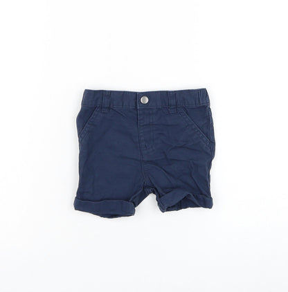 NEXT Boys Blue Cotton Cropped Trousers Size 9-12 Months Button
