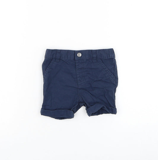 NEXT Boys Blue Cotton Cropped Trousers Size 9-12 Months Button