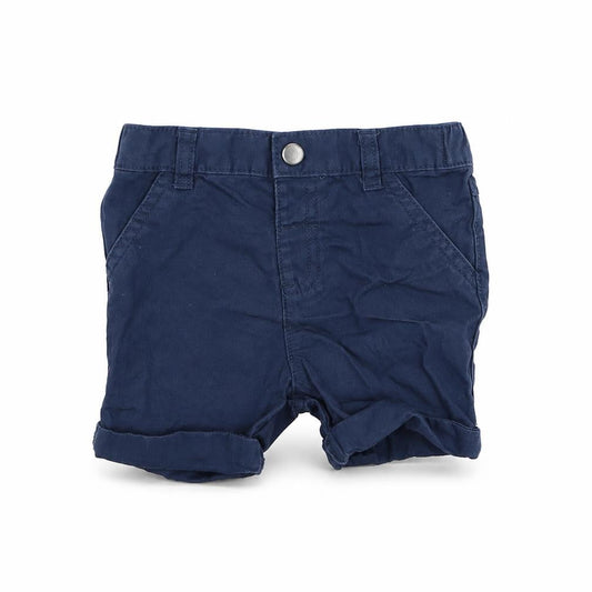 NEXT Boys Blue Cotton Cropped Trousers Size 9-12 Months Button