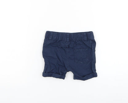 NEXT Boys Blue Cotton Cropped Trousers Size 9-12 Months Button
