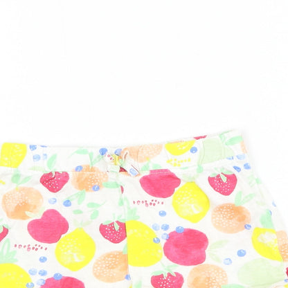 Primark Girls White Geometric Cotton Cropped Trousers Size 24 Months Pullover - Fruit/Shorts