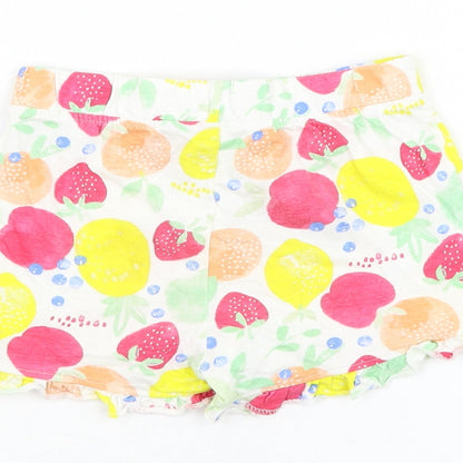 Primark Girls White Geometric Cotton Cropped Trousers Size 24 Months Pullover - Fruit/Shorts
