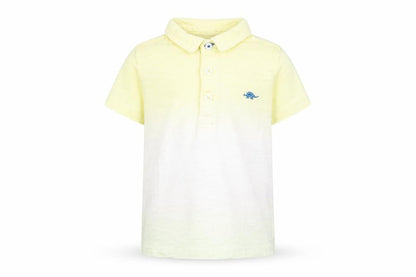 F&F Boys Yellow Cotton Basic Polo Size 2-3 Years Collared Button - Dinosaur