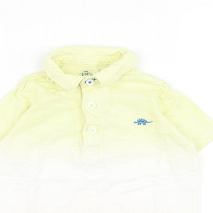 F&F Boys Yellow Cotton Basic Polo Size 2-3 Years Collared Button - Dinosaur