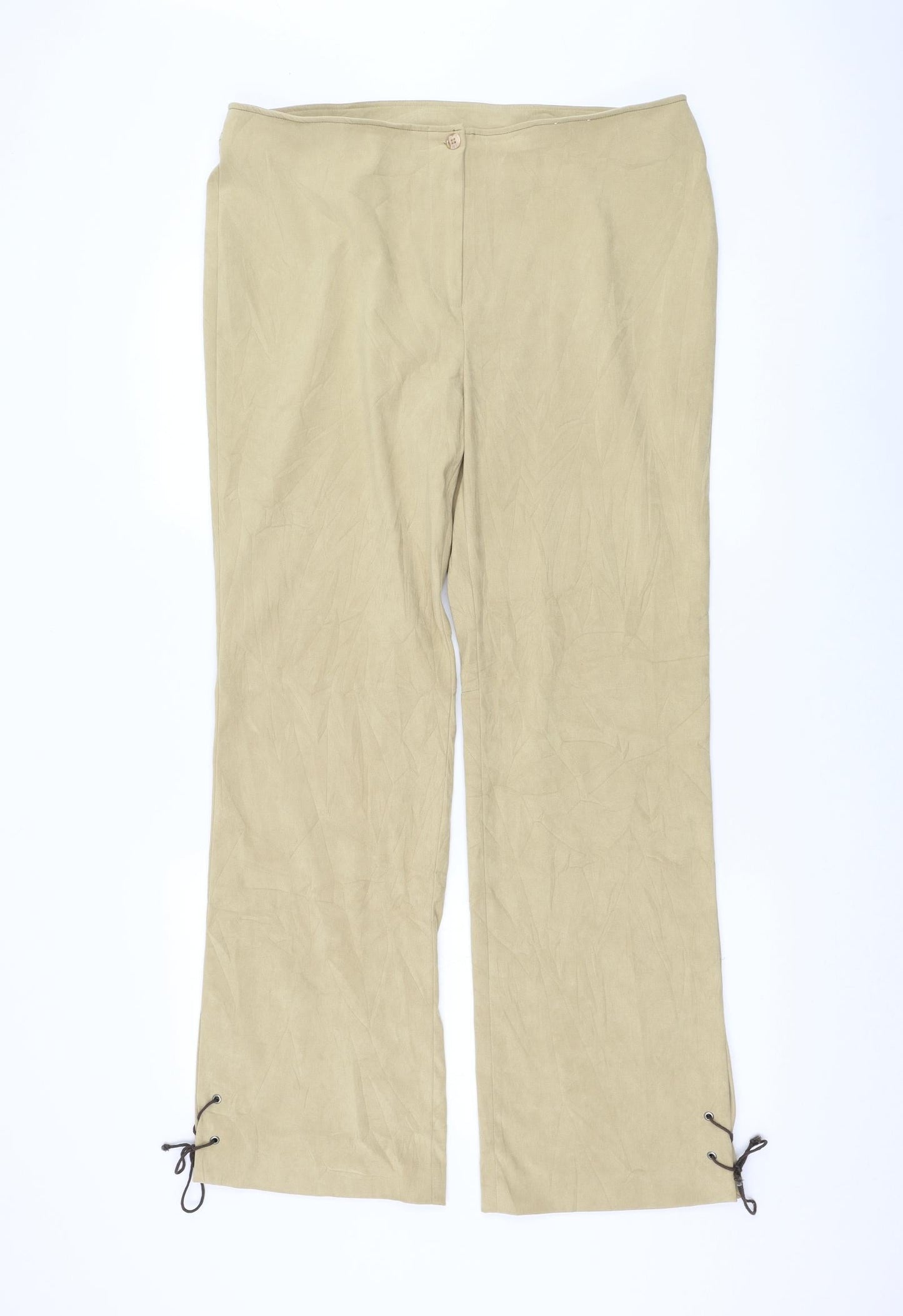 E-vie Womens Beige Polyester Trousers Size 18 L30 in Regular Zip - Lace Up Leg