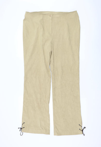 E-vie Womens Beige Polyester Trousers Size 18 L30 in Regular Zip - Lace Up Leg