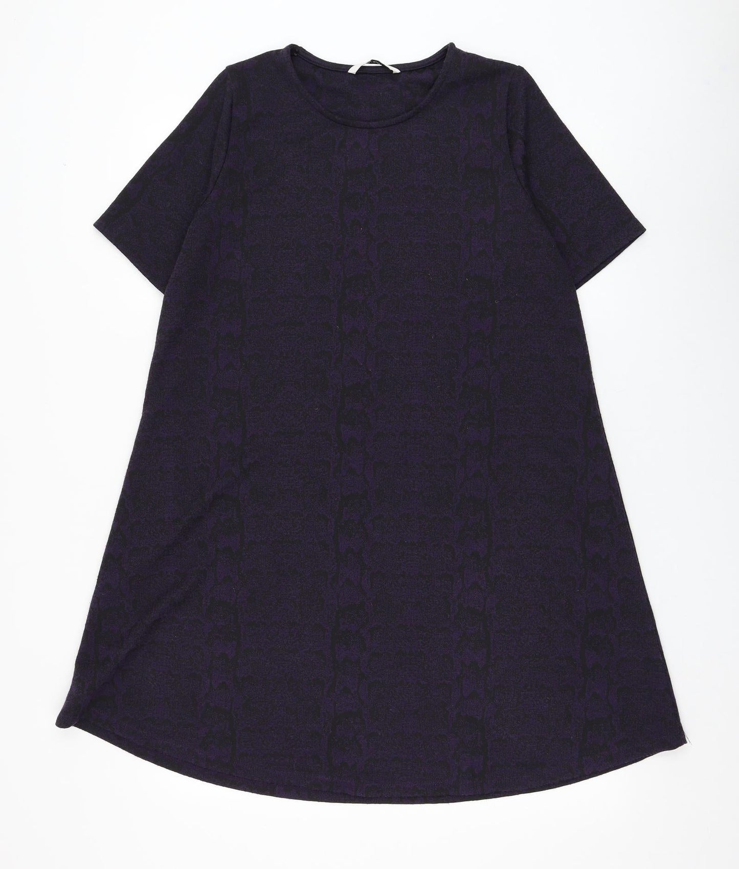 TU Womens Purple Animal Print Polyester A-Line Size 12 Round Neck Pullover - Snake Print