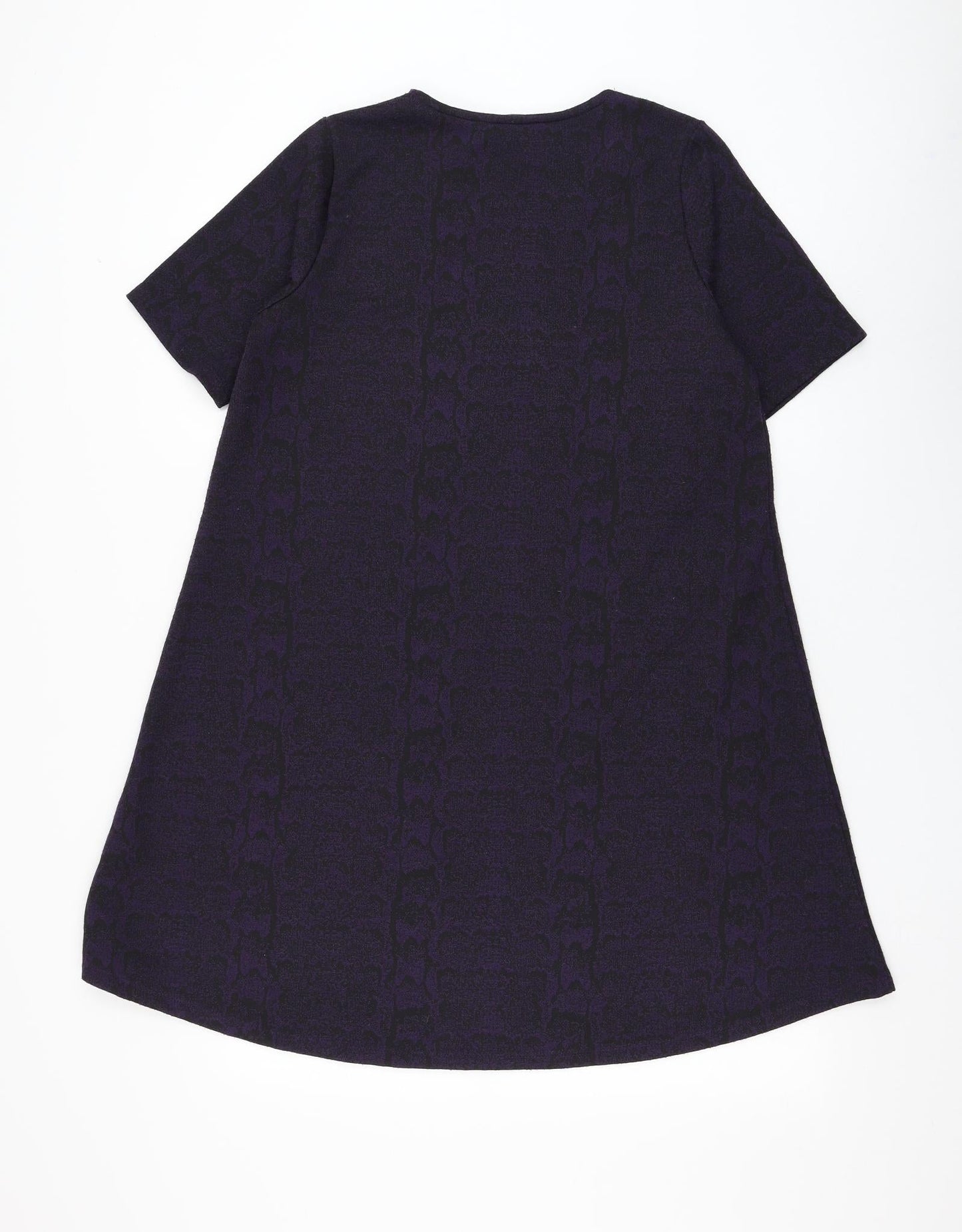 TU Womens Purple Animal Print Polyester A-Line Size 12 Round Neck Pullover - Snake Print