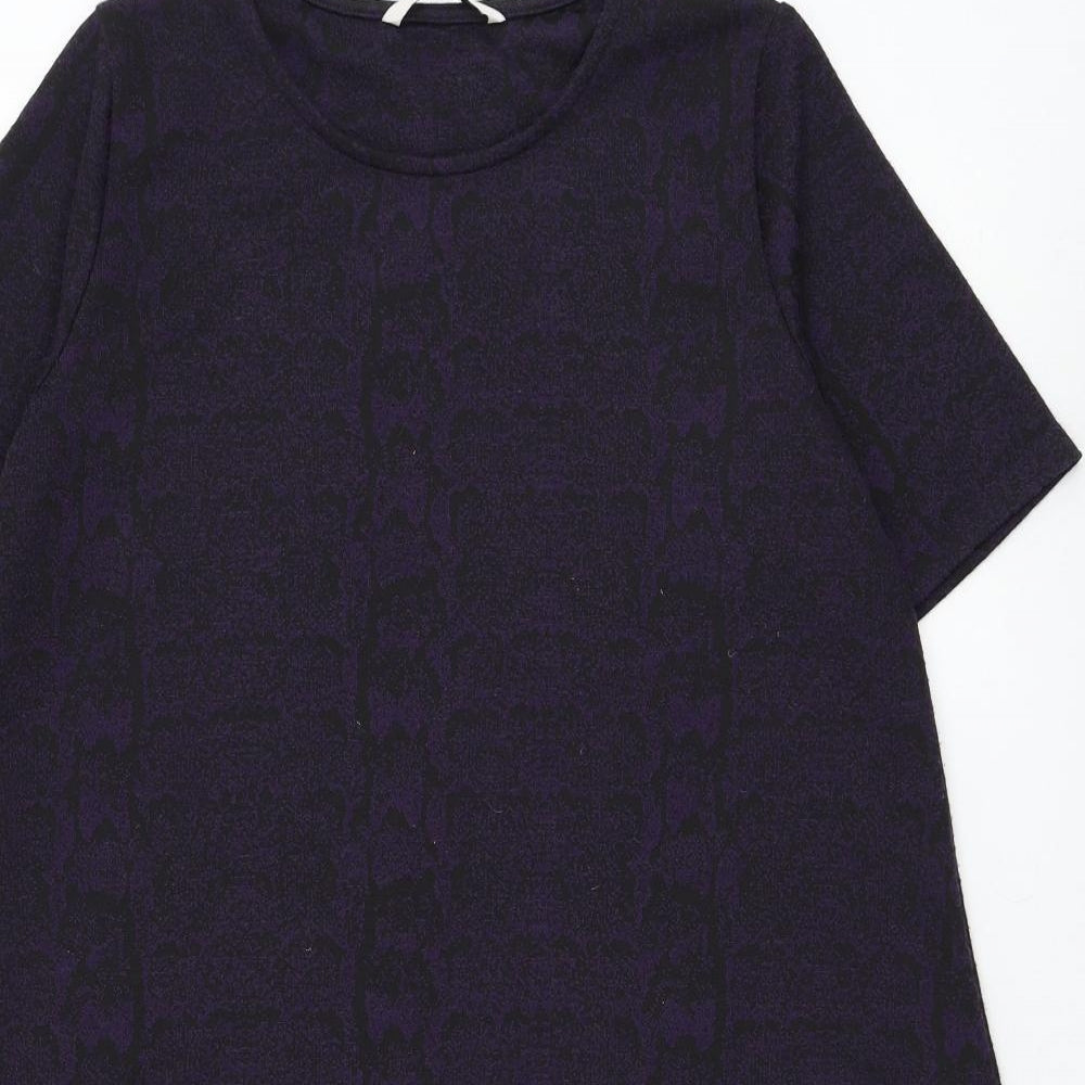 TU Womens Purple Animal Print Polyester A-Line Size 12 Round Neck Pullover - Snake Print