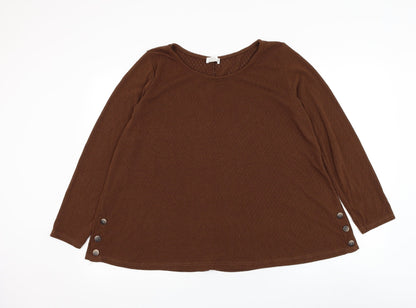 Nuova Collectione Womens Brown Round Neck Viscose Pullover Jumper Size M
