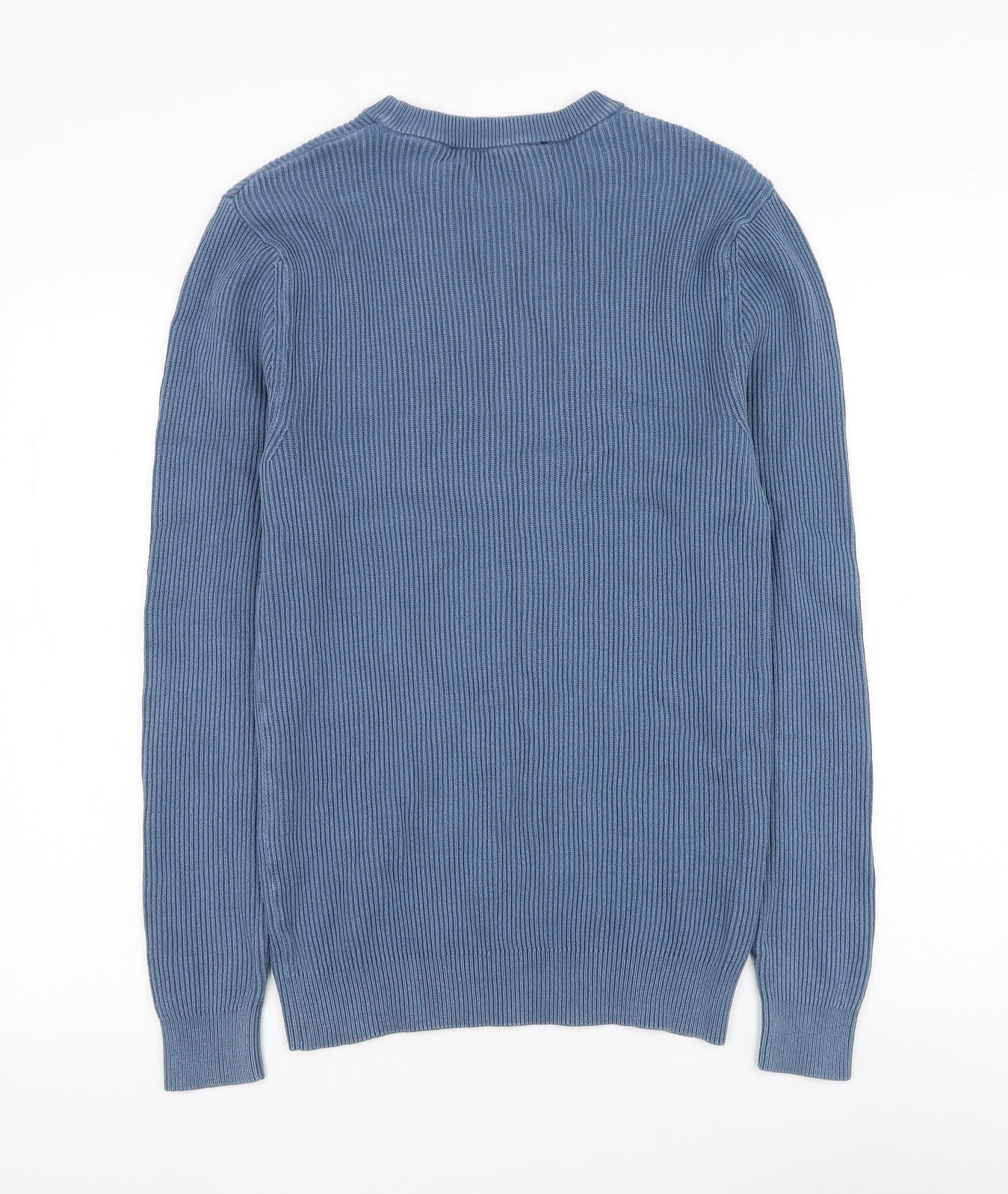 George Mens Blue Round Neck Cotton Pullover Jumper Size S