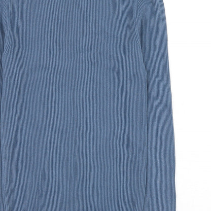 George Mens Blue Round Neck Cotton Pullover Jumper Size S