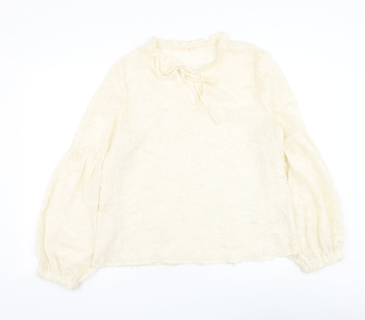 SheIn Womens White Cotton Basic Blouse Size L V-Neck