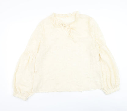 SheIn Womens White Cotton Basic Blouse Size L V-Neck