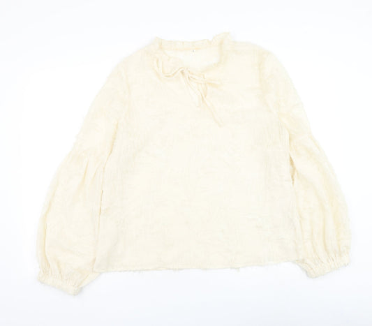 SheIn Womens White Cotton Basic Blouse Size L V-Neck