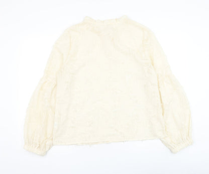 SheIn Womens White Cotton Basic Blouse Size L V-Neck