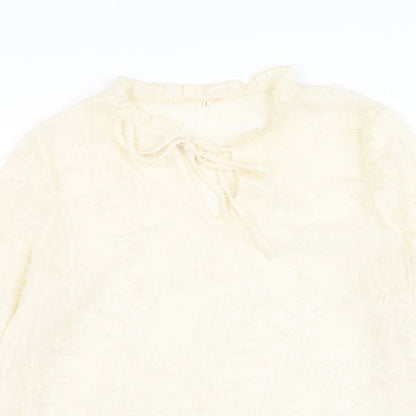 SheIn Womens White Cotton Basic Blouse Size L V-Neck