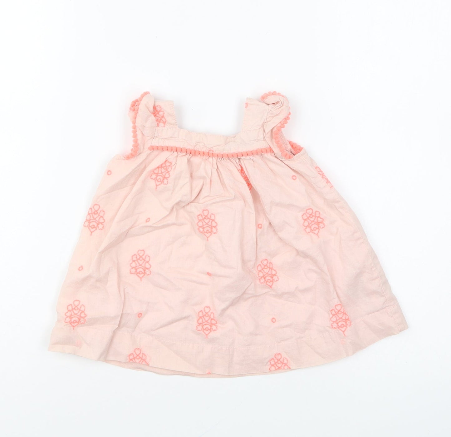 Gap Girls Pink Geometric Cotton Shift Size 3-6 Months Square Neck Button