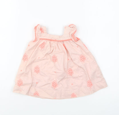 Gap Girls Pink Geometric Cotton Shift Size 3-6 Months Square Neck Button