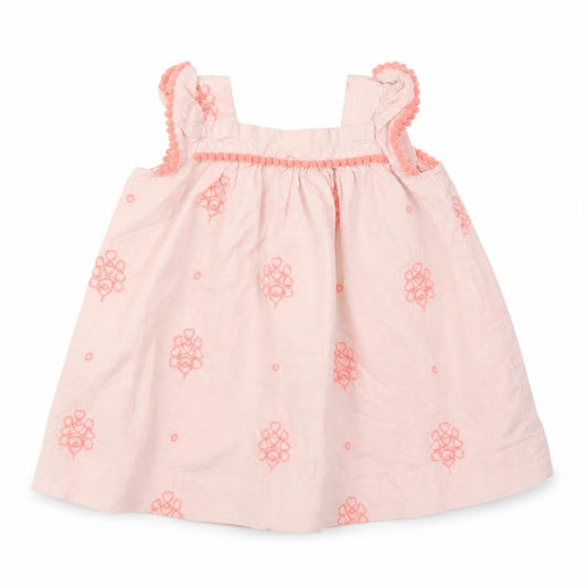 Gap Girls Pink Geometric Cotton Shift Size 3-6 Months Square Neck Button