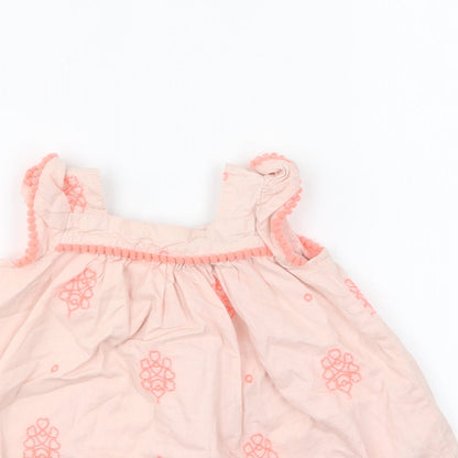 Gap Girls Pink Geometric Cotton Shift Size 3-6 Months Square Neck Button