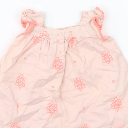 Gap Girls Pink Geometric Cotton Shift Size 3-6 Months Square Neck Button