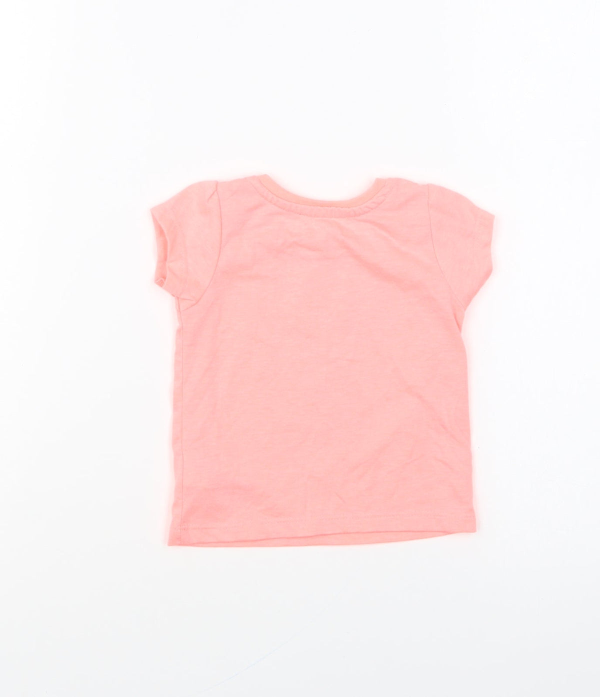 Primark Girls Pink Polyester Basic T-Shirt Size 3-6 Months Round Neck Pullover - Butterfly