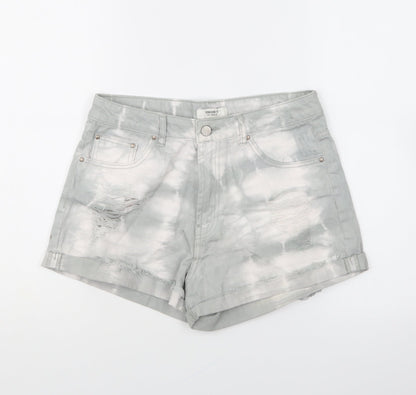 FOREVER 21 Womens Grey Cotton Hot Pants Shorts Size 28 in L4 in Regular Button - Tie Dye