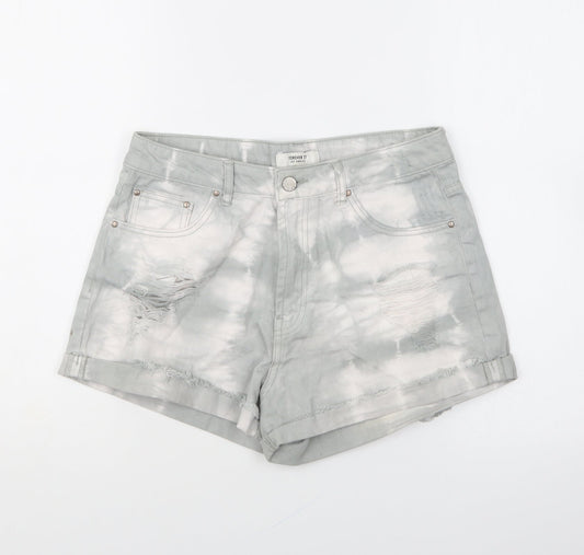 FOREVER 21 Womens Grey Cotton Hot Pants Shorts Size 28 in L4 in Regular Button - Tie Dye