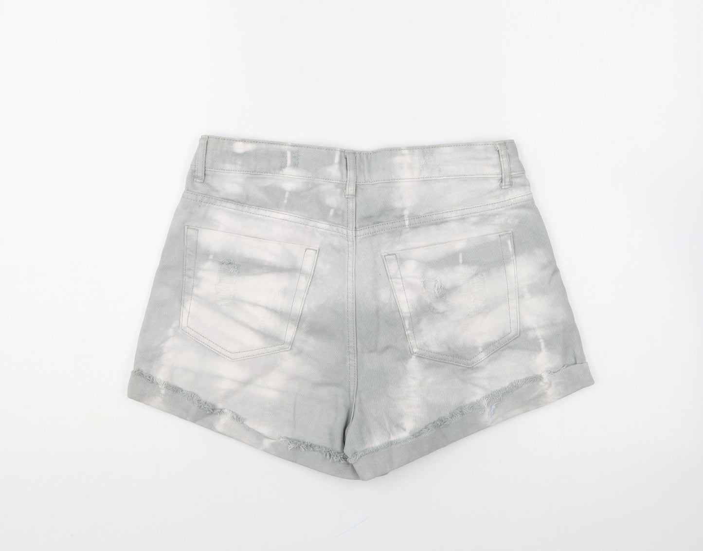 FOREVER 21 Womens Grey Cotton Hot Pants Shorts Size 28 in L4 in Regular Button - Tie Dye