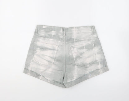 FOREVER 21 Womens Grey Cotton Hot Pants Shorts Size 28 in L4 in Regular Button - Tie Dye