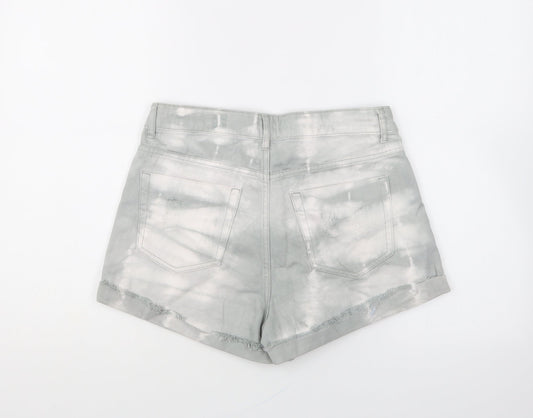 FOREVER 21 Womens Grey Cotton Hot Pants Shorts Size 28 in L4 in Regular Button - Tie Dye