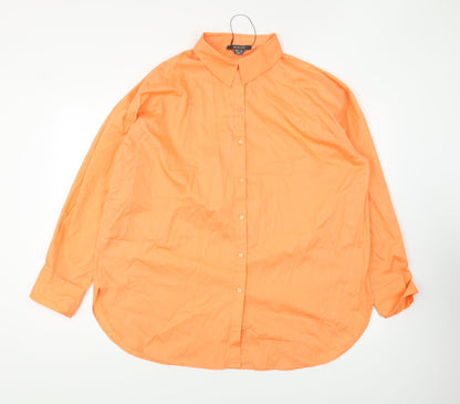 Primark Womens Orange Polyester Basic Button-Up Size 12 Collared