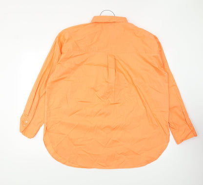 Primark Womens Orange Polyester Basic Button-Up Size 12 Collared