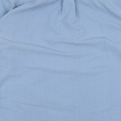 MX Active Mens Blue Striped Polyester Button-Up Size M Collared Button