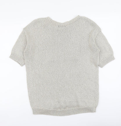 George Womens Beige Round Neck Acrylic Pullover Jumper Size 12 - Butterfly print