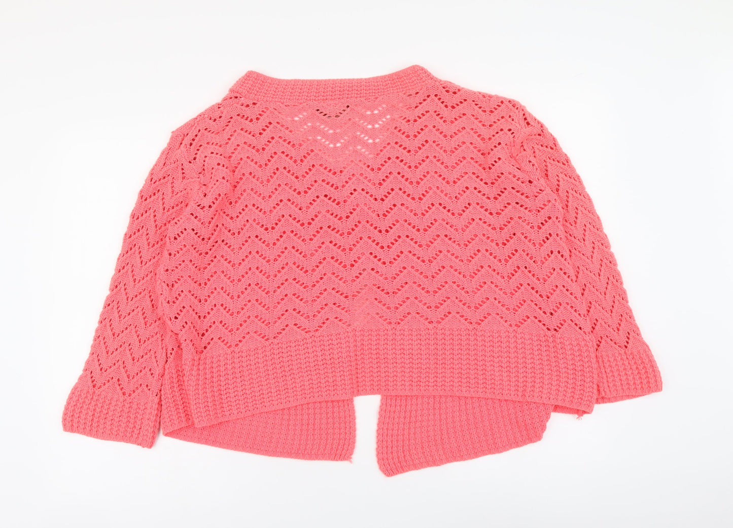 JORDANA Womens Pink Round Neck Acrylic Cardigan Jumper Size S
