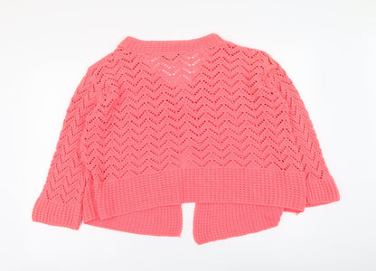 JORDANA Womens Pink Round Neck Acrylic Cardigan Jumper Size S