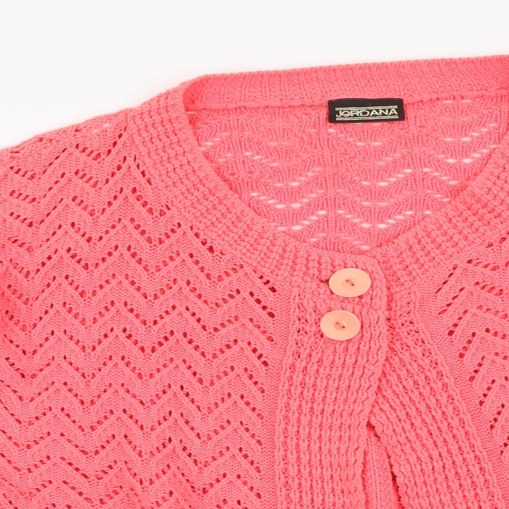 JORDANA Womens Pink Round Neck Acrylic Cardigan Jumper Size S