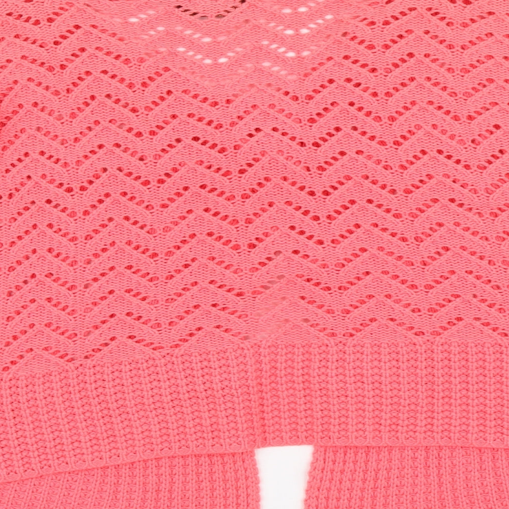 JORDANA Womens Pink Round Neck Acrylic Cardigan Jumper Size S