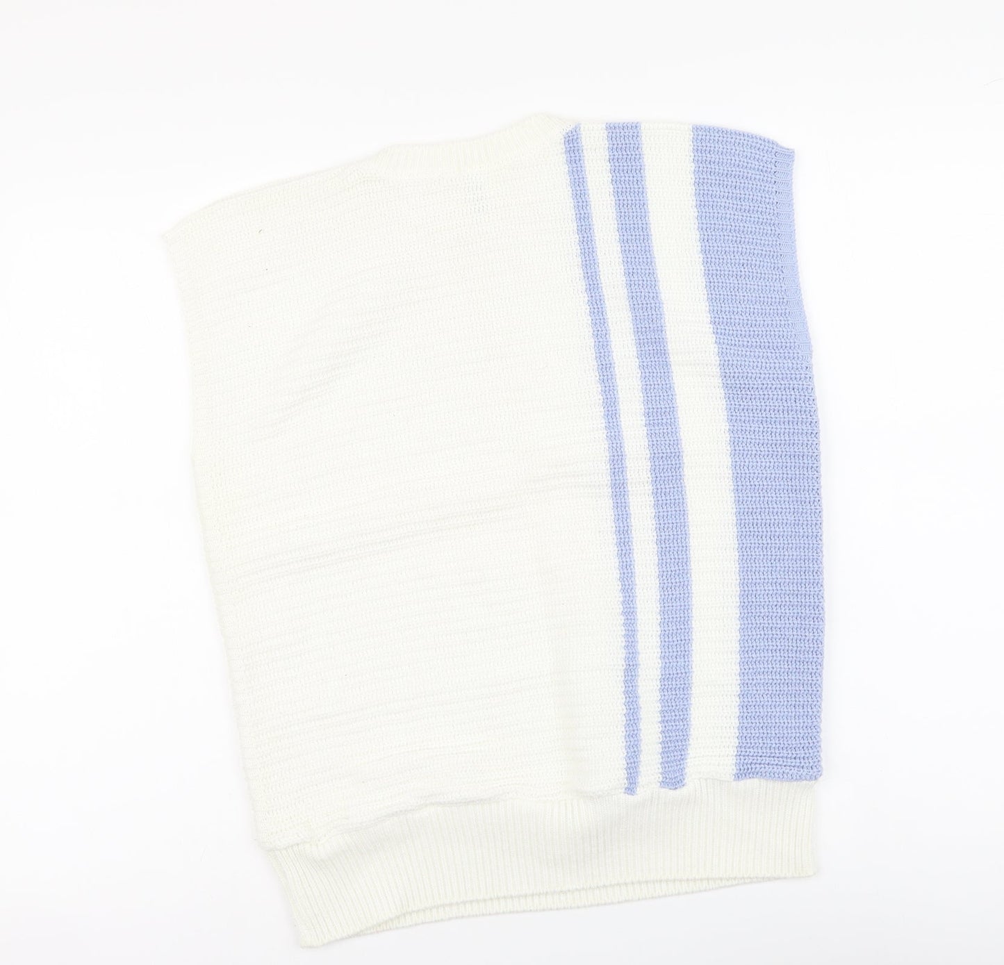 BHS Womens Ivory V-Neck Striped Acrylic Vest Jumper Size 16