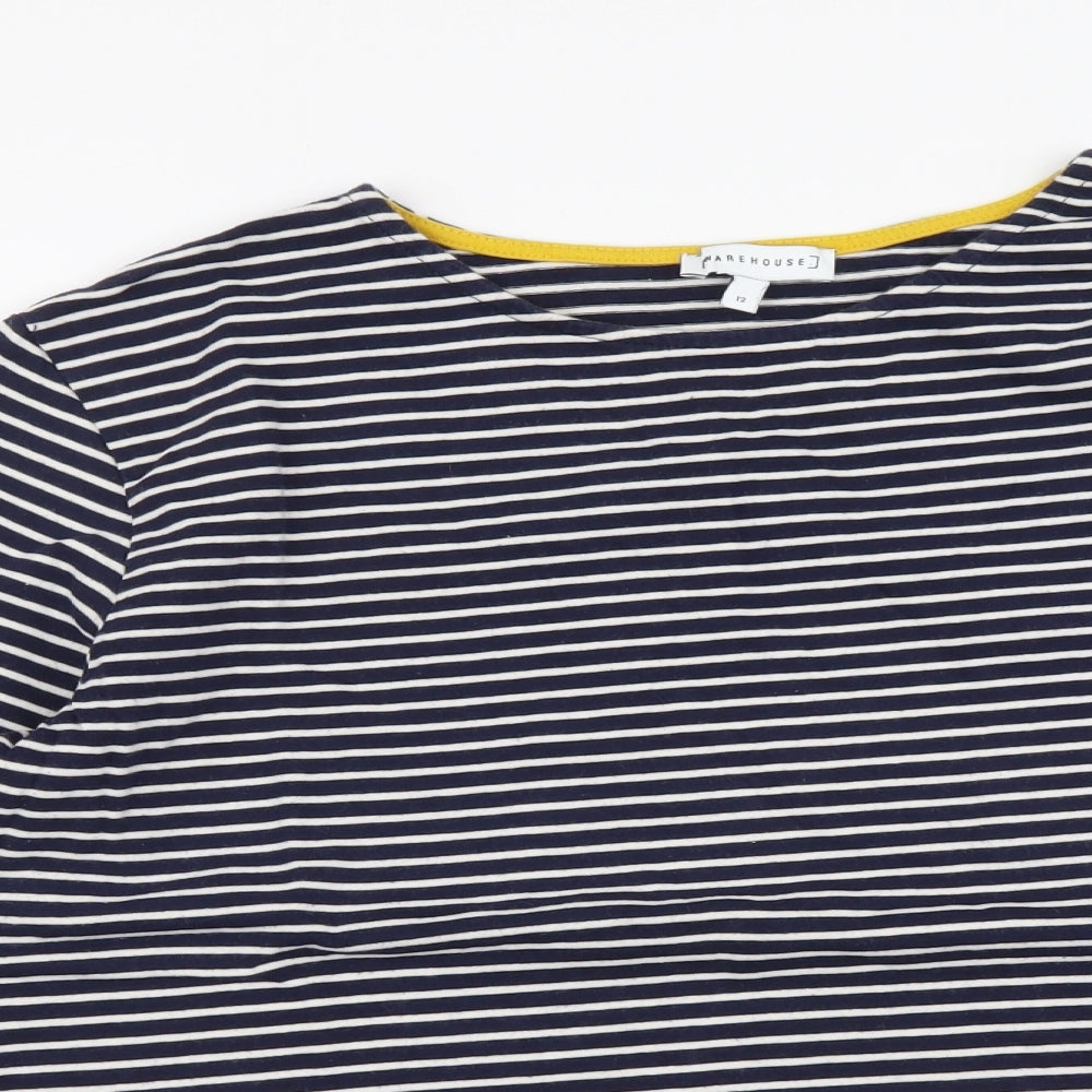 Womens UK Size 12 Warehouse Blue Basic T-Shirt