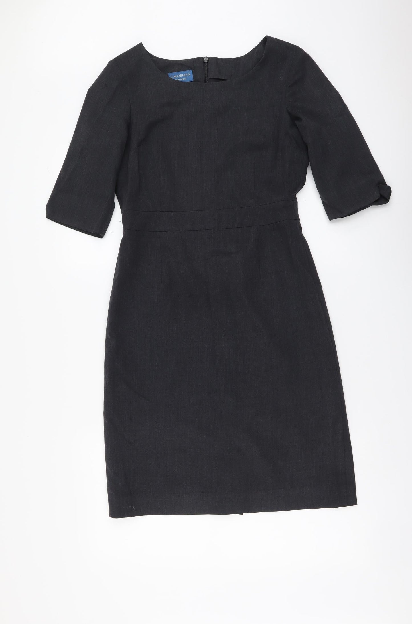 Cadenza Womens Grey Polyester A-Line Size S Boat Neck Zip