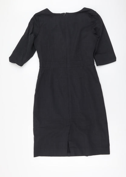 Cadenza Womens Grey Polyester A-Line Size S Boat Neck Zip