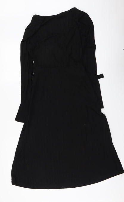 F&F Womens Black Viscose A-Line Size 6 V-Neck Pullover