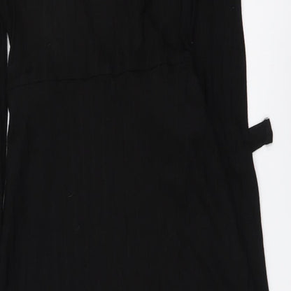 F&F Womens Black Viscose A-Line Size 6 V-Neck Pullover