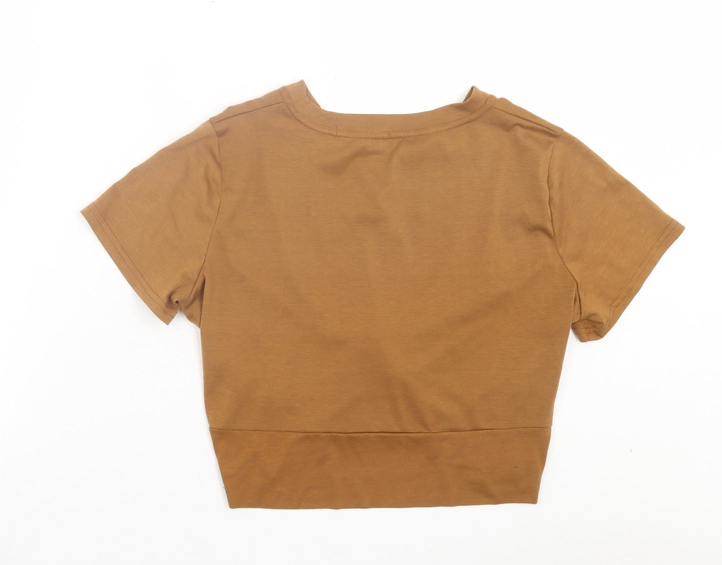 Womens UK Size S Zaful Brown Cropped T-Shirt