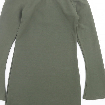 Im Fashions Womens Green Polyester A-Line Size S Boat Neck Pullover