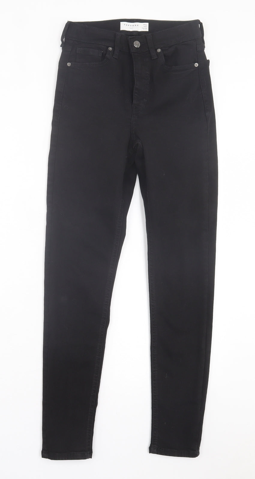 Topshop Womens Black Cotton Skinny Jeans Size 24 in L32 in Regular Button